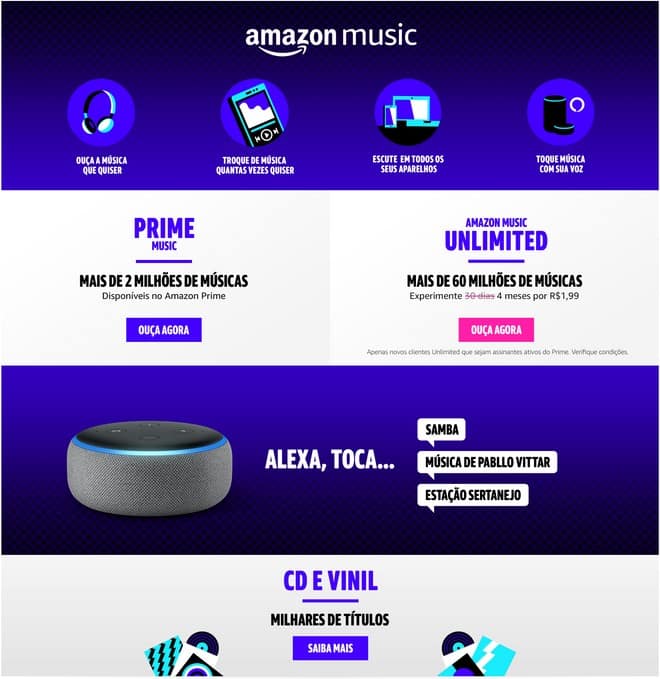 Amazon Music Unlimited: promoção oferece mensalidade de R$ 1,99 por quatro meses